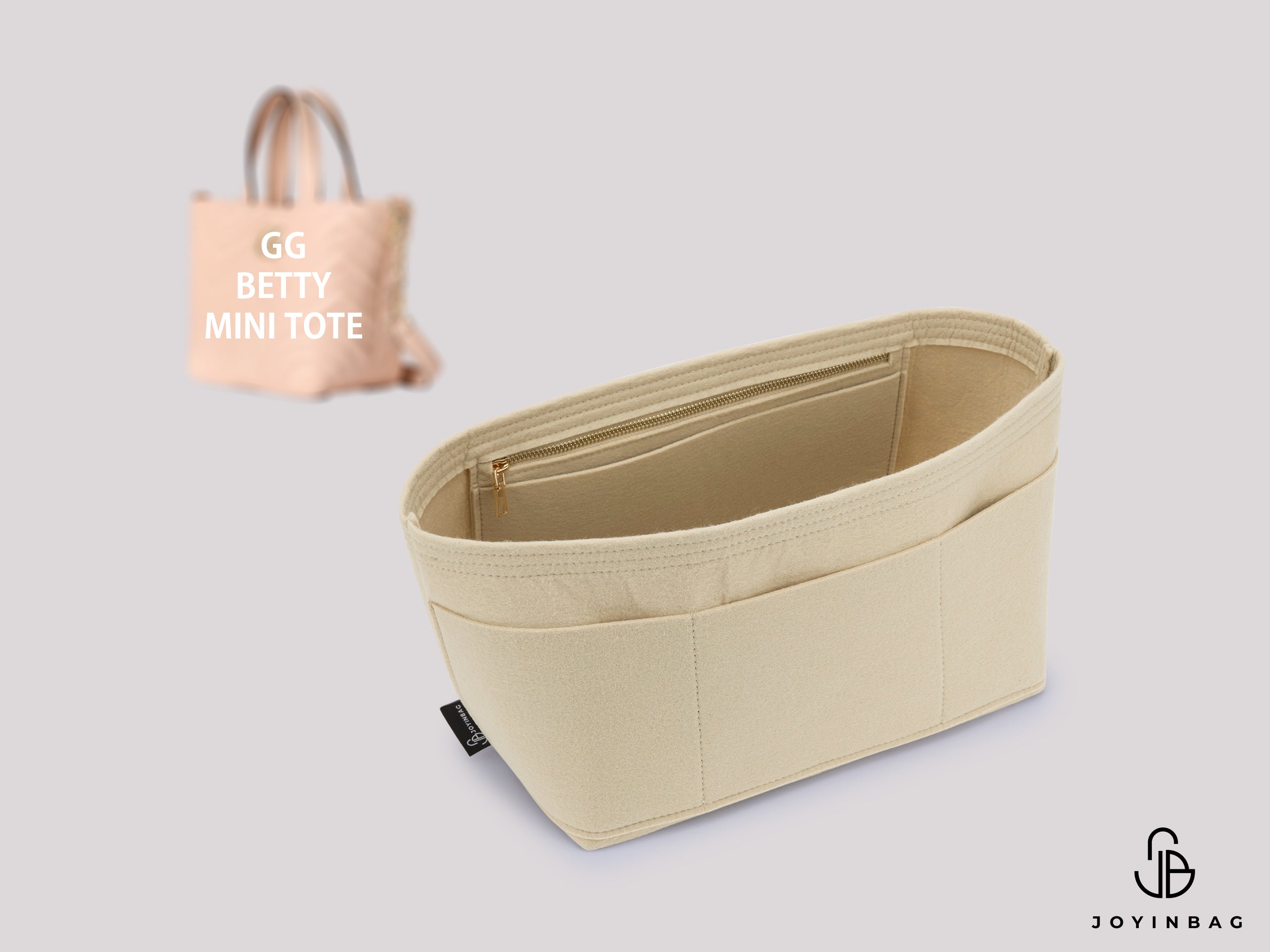 GG Betty Mini Tote Bag Organizer – 5 Inside Pockets, 3 Outside Pockets, Perfect Fit