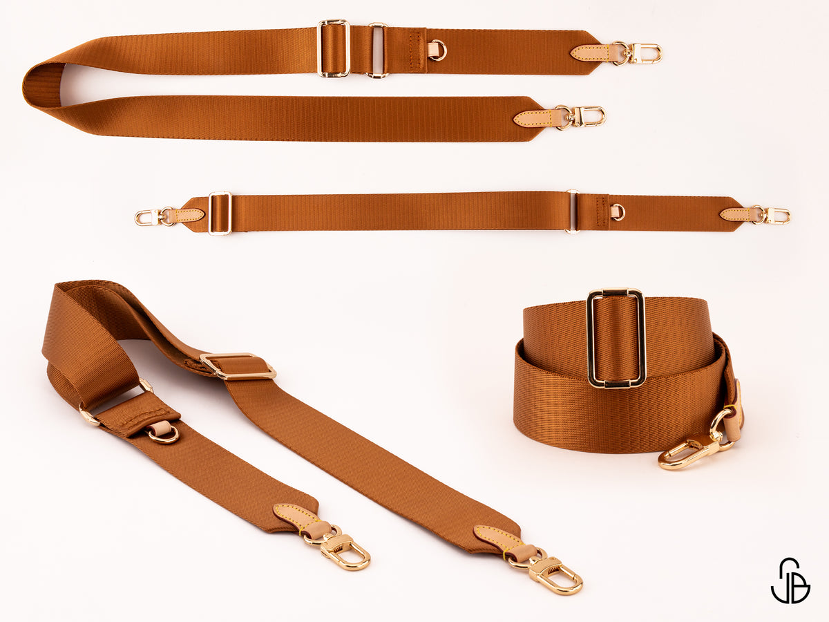 Adjustable Crossbody Bag Strap – 4cm Wide Woven Fabric Replacement Shoulder Strap with Leather Ends
