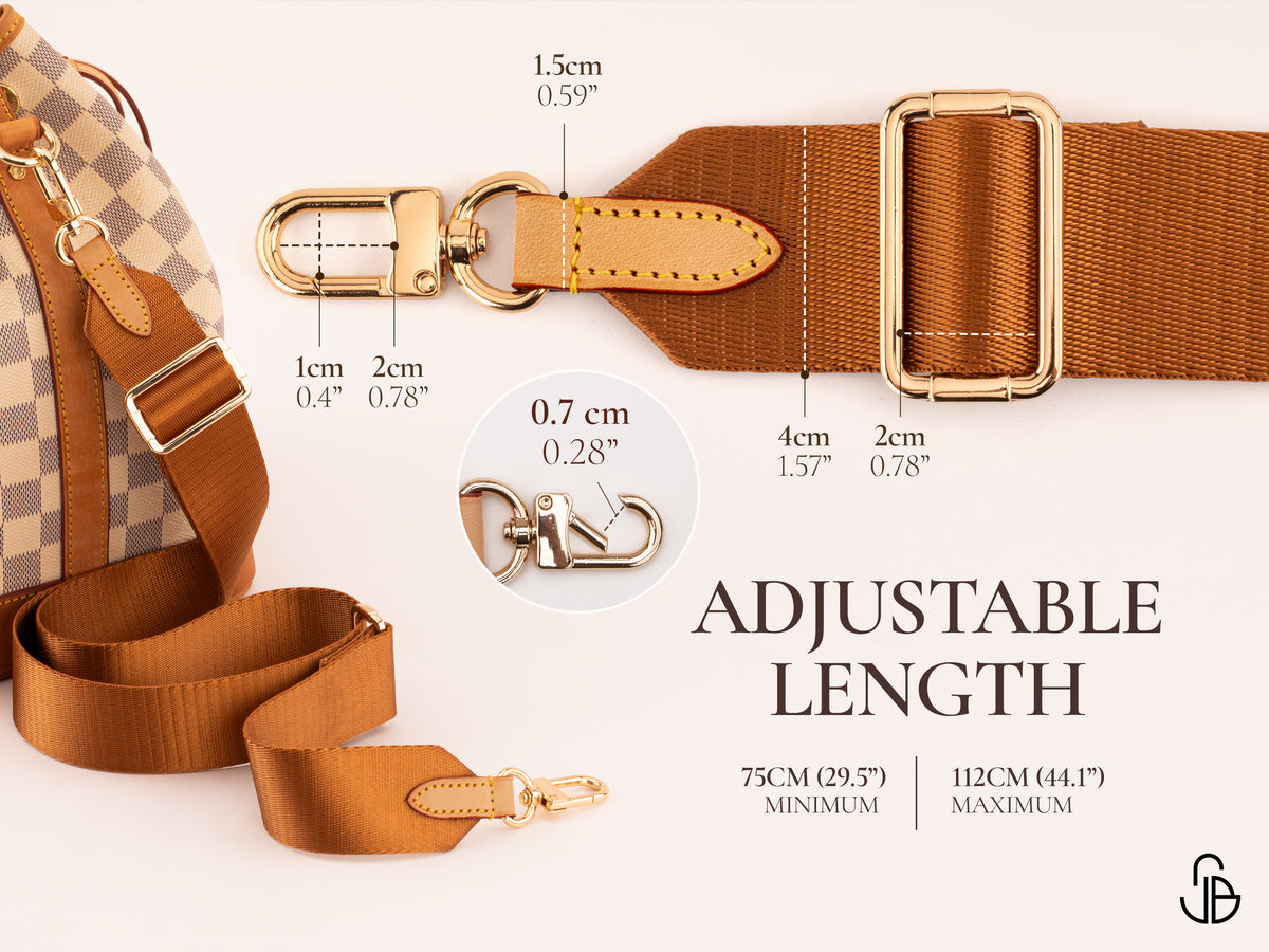 Adjustable Crossbody Bag Strap – 4cm Wide Woven Fabric Replacement Shoulder Strap with Leather Ends