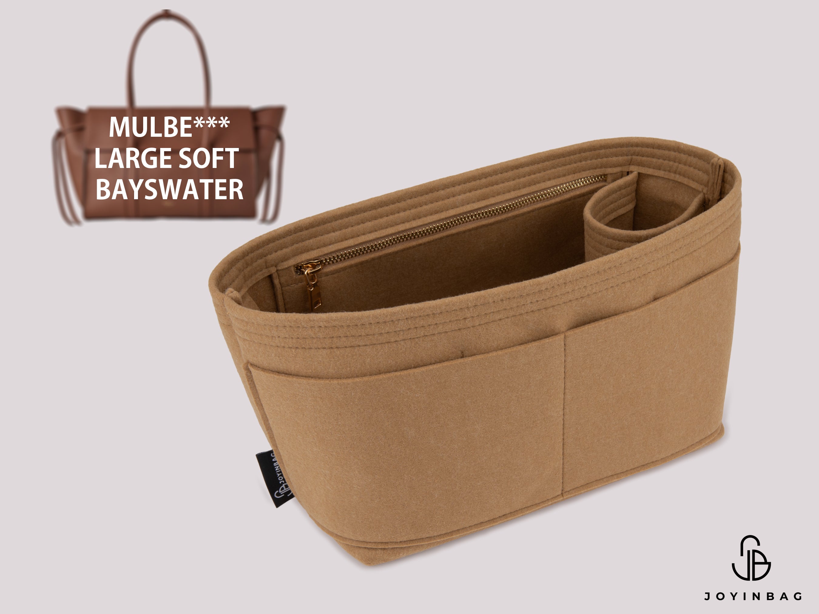 Mulberry Large Soft Bayswater Organizer – Felt Insert with Zippered & External Pockets