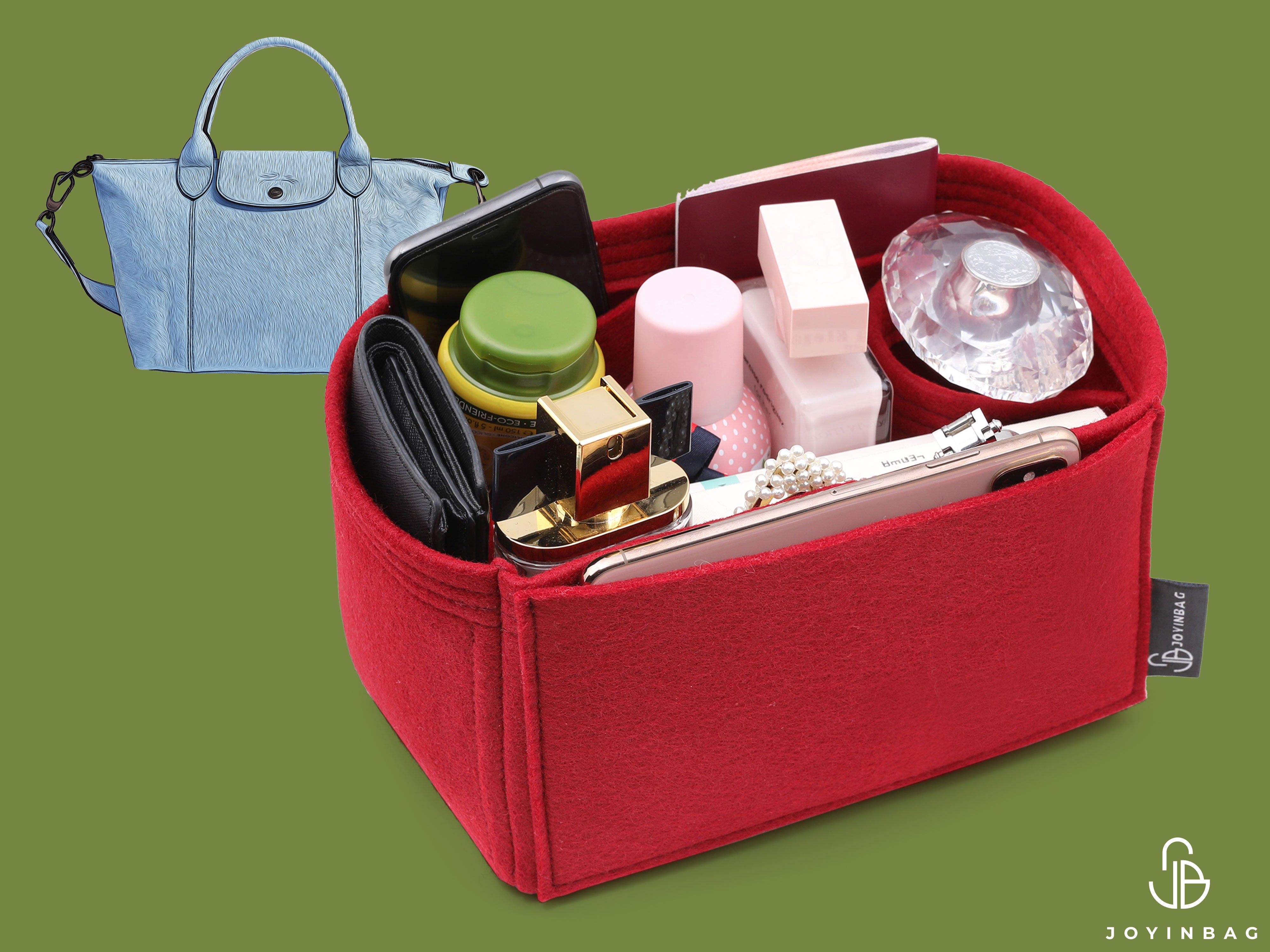 Handbag Organizer For Longchamp Le Pliage Cuir S Bag with Single Bottle Holder